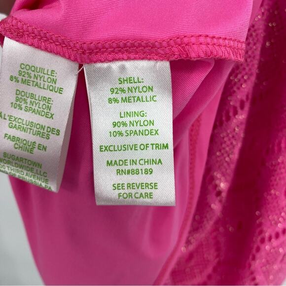 Lilly Pulitzer Dress Dusk Pink Metallic XS Lace Sleeveless Shift Mini Slip Pop - Picture 11 of 11